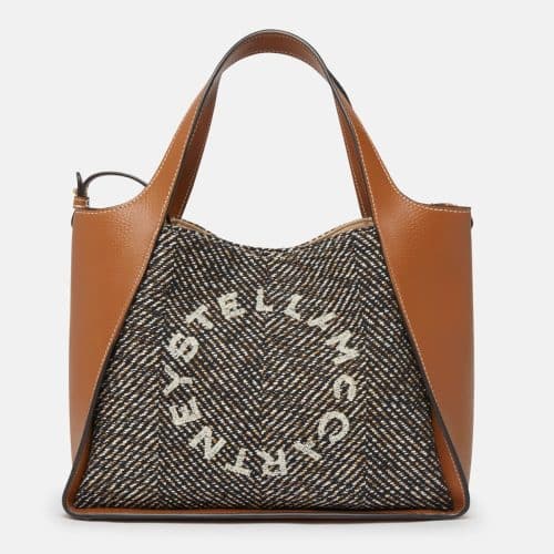 conseil de style Stella McCartney Logo Stella Noir Pecan Stella McCartney - Sac a bandoulière avec tissage a chevrons Logo Stella Noir/Pécan - conseil de style Stella McCartney Logo Stella Noir Pecan