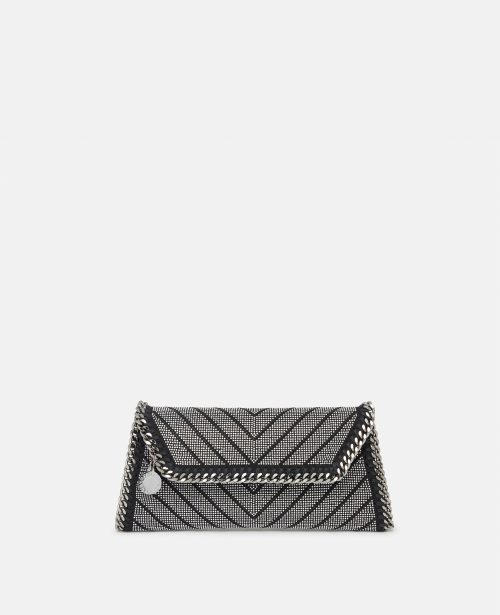 289d9ff3a73adee20701c360f065057d249bf097 7B0023WP00921000 x Stella McCartney - Pochette chevron a cristaux Falabella, Femme, Noir - 289d9ff3a73adee20701c360f065057d249bf097 7B0023WP00921000 x