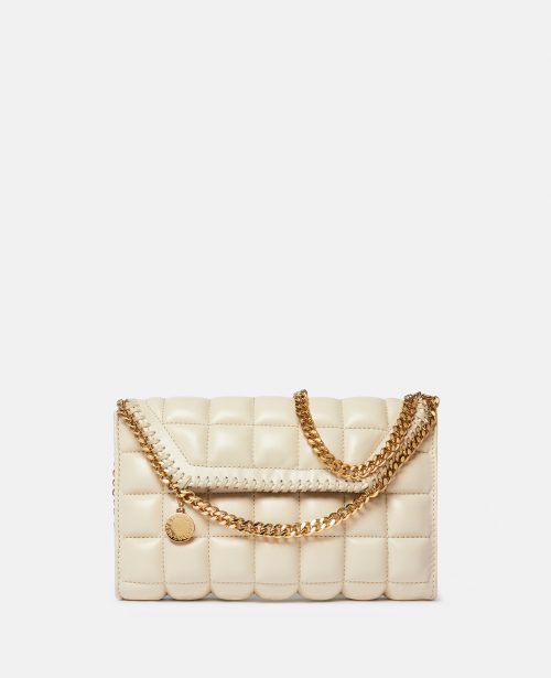 882422df5975f3065df97a13920a6538d3358654 581238WP02697049 X Stella McCartney - Sac portefeuille à bandoulière carré matelassé Falabella, Femme, Semoule - 882422df5975f3065df97a13920a6538d3358654 581238WP02697049 X