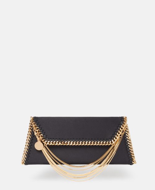 8dbbff591f037f4645c61abf4c9c35a7c49114ab 7B0023WP02131000 C Stella McCartney - Pochette en satin a multi chaines Falabella, Femme, Noir - 8dbbff591f037f4645c61abf4c9c35a7c49114ab 7B0023WP02131000 C