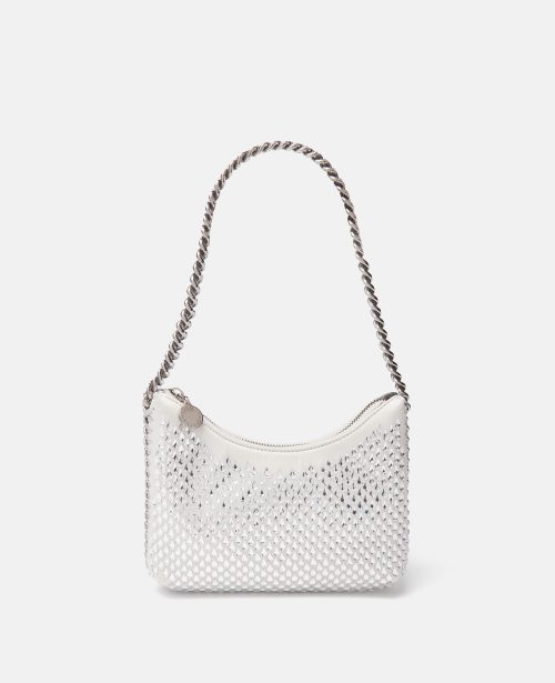 93301fbf1b135d61ba6905b5ec20434853175745 7B0001WP01358101 x Stella McCartney - Mini sac porte epaule zippe en mesh a cristaux Falabella, Femme, Argenté - 93301fbf1b135d61ba6905b5ec20434853175745 7B0001WP01358101 x