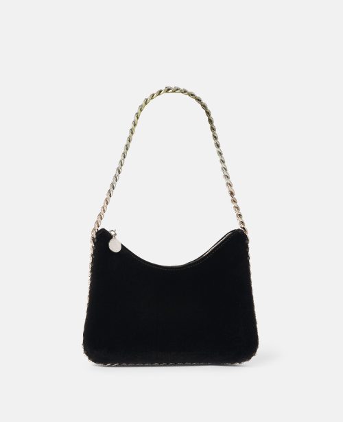 c4e2e41a9c10ad687f83cd83d7f1860bd6222bc9 7B0001WP00551000 C Stella McCartney - Mini sac porte epaule en velours et chaine en cristal Falabella, Femme, Noir - c4e2e41a9c10ad687f83cd83d7f1860bd6222bc9 7B0001WP00551000 C