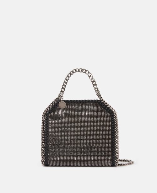 fac3e6b875b51e104f6675aadafdac5a16ea1832 391698WP02301044 X Stella McCartney - Mini sac cabas en maille à cristaux Falabella, Femme, Noir - fac3e6b875b51e104f6675aadafdac5a16ea1832 391698WP02301044 X