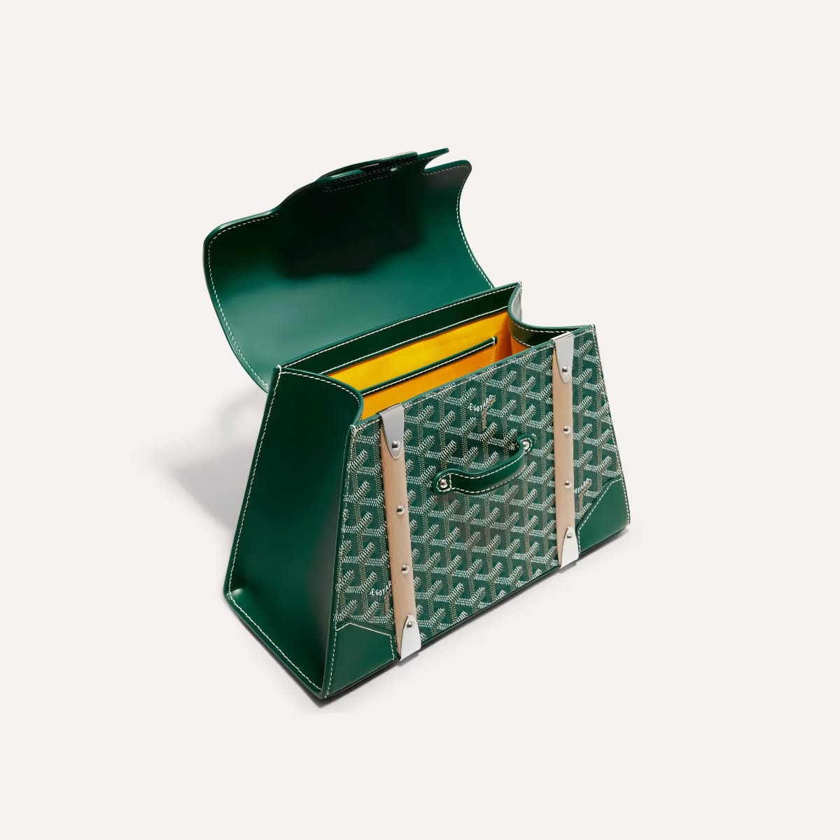 Goyard Saïgon Structuré PM vert en toile Goyardine avec baguettes cloutées