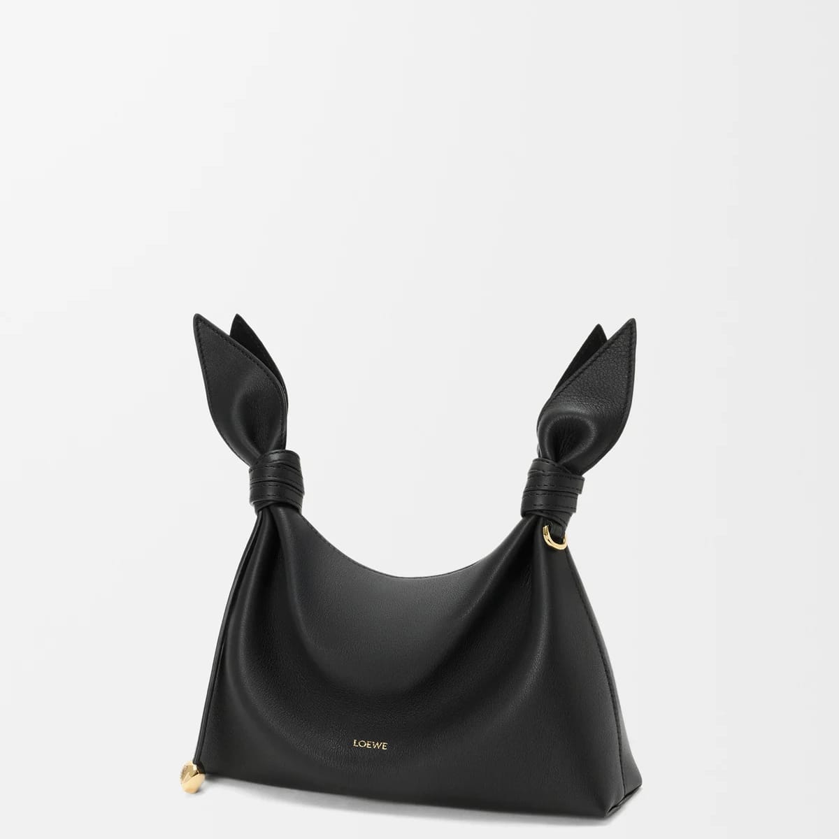 Mini sac Loewe Scarf en cuir noir, vue de face