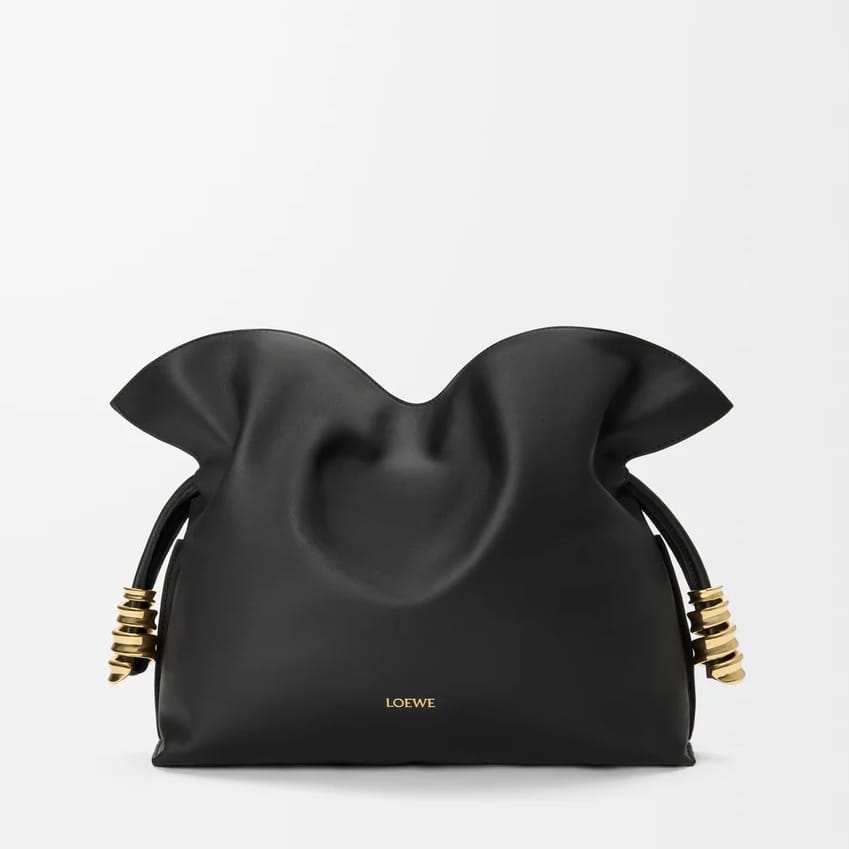 Sac Loewe Flamenco noir en cuir souple avec liens coulissants
