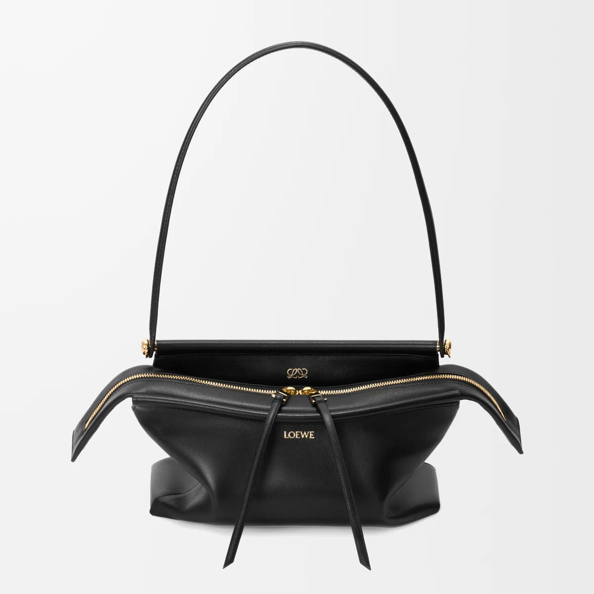 Sac Loewe Whisker noir en cuir de veau glacé avec grande anse structurée
