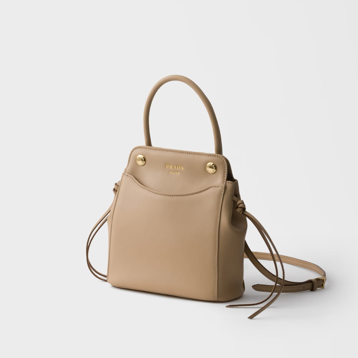 Mini sac Prada Carry en cuir beige sable