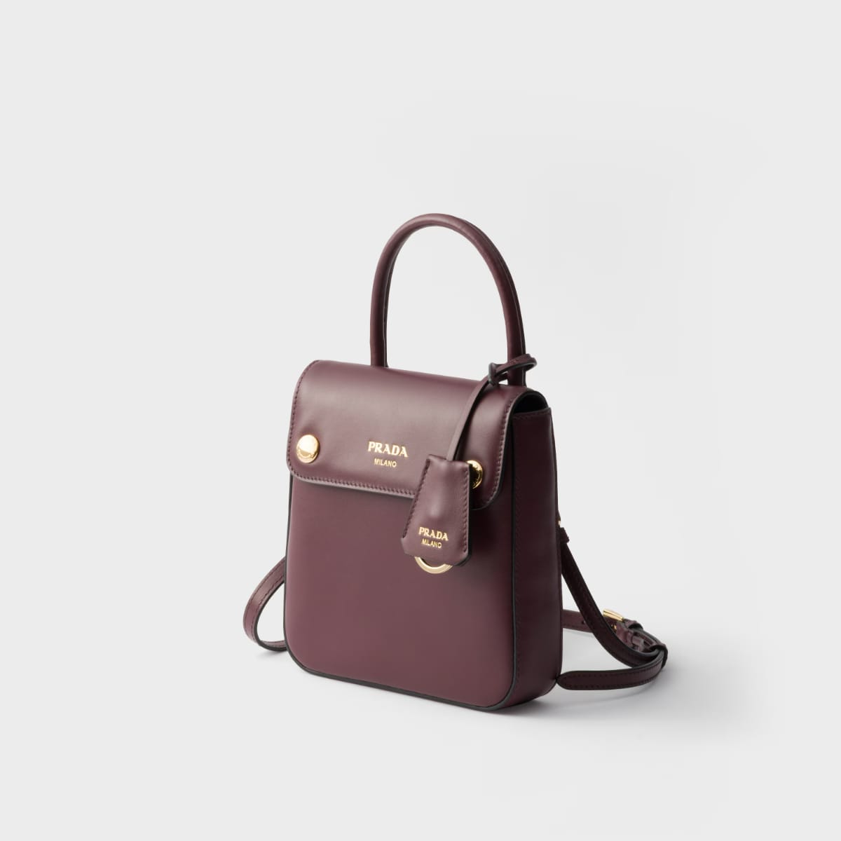 Mini sac Prada Carry en cuir bordeaux