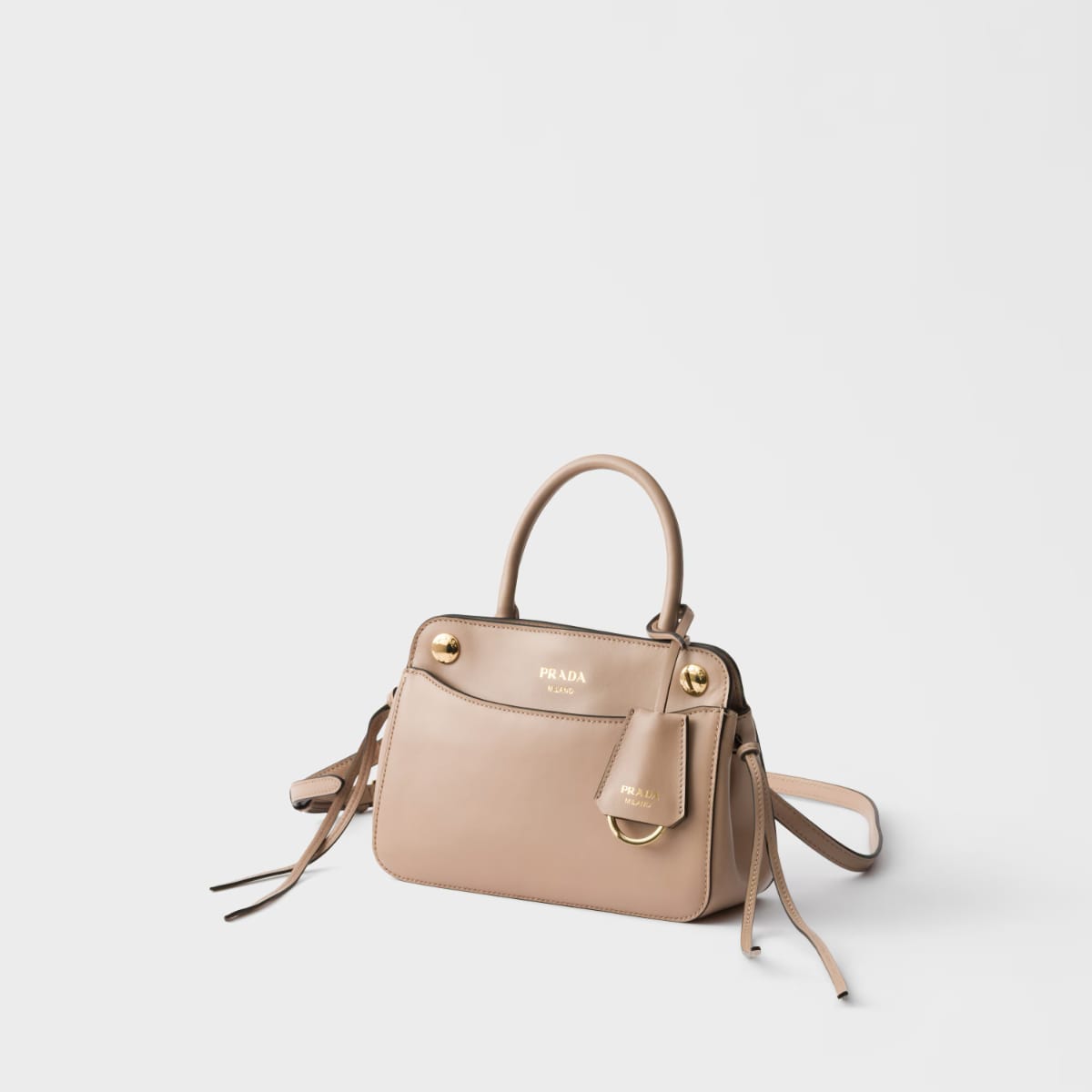 Mini sac Prada Carry en cuir rose pâle