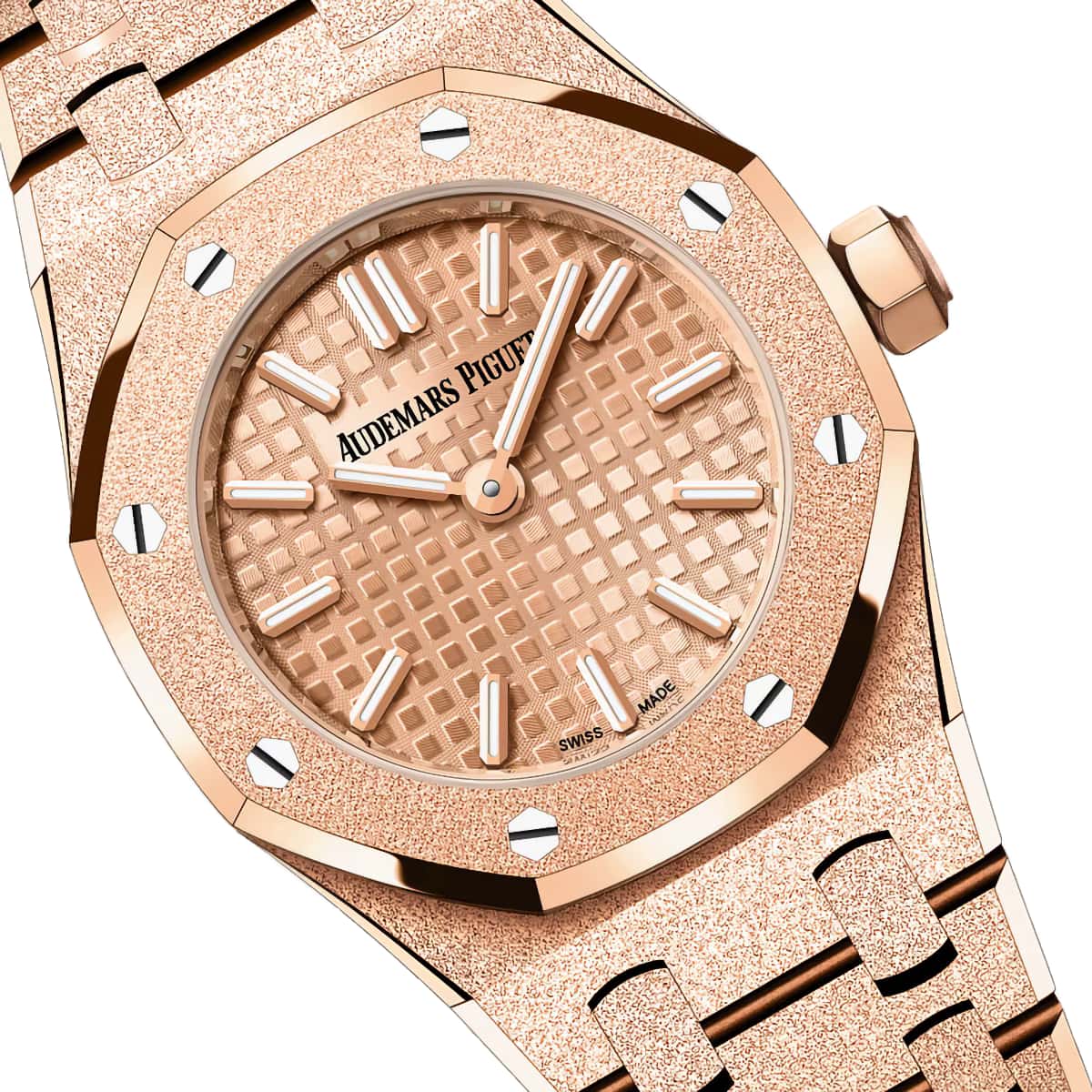 Montre Audemars Piguet Royal Oak Mini en or rose avec finition Frosted Gold